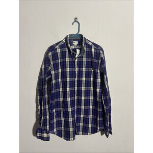 NEW MEN’S J CREW BUTTON DOWN SHIRT LONG SLEEVE TARTAN COTTON SIZE LARGE L BLUE